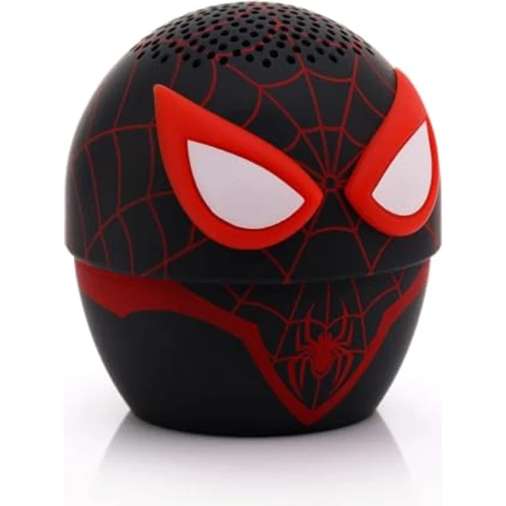 Bitty Boomers Marvel Spiderman Miles Morales, Mini Bluetooth Lautsprecher mit 5,1 cm Höhe, Bluetooth 5.0, 9 m Reichweite, über 4 Stunden Akkulaufzeit, inkl. Gurt zur Befestigung – Bild 1