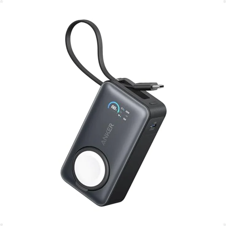 Anker MagGo Powerbank für Apple Watch, 10.000mAh mit integriertem USB-C-Kabel, offiziell zertifiziert, 35W Max. - Blau – Bild 1