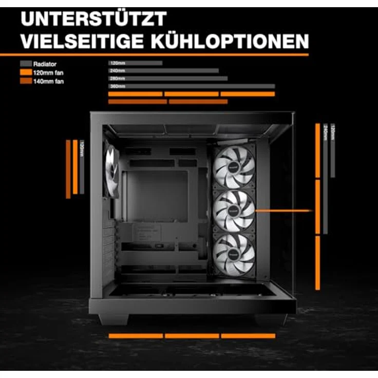 be quiet! Light Base 500 LX, Midi-Tower PC Gehäuse für ATX, Mini-ITX und mATX, max. Kühlerhöhe 185 mm, max. GPU-Länge 400 mm, Schwarz – Bild 8