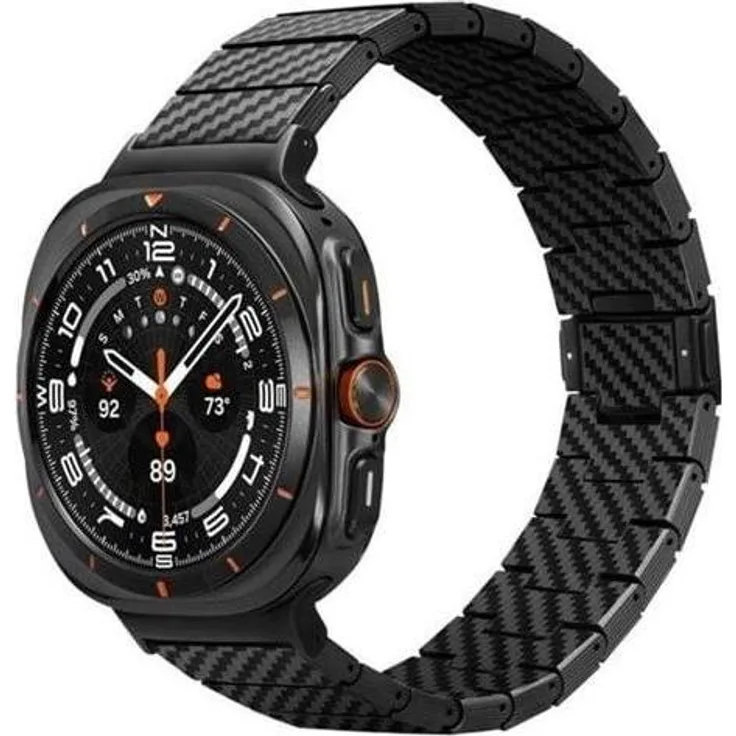Pitaka Carbon Fiber Strap, Uhrenarmband für Galaxy Watch Ultra (22 mm), leicht und langlebig, Schwarz
