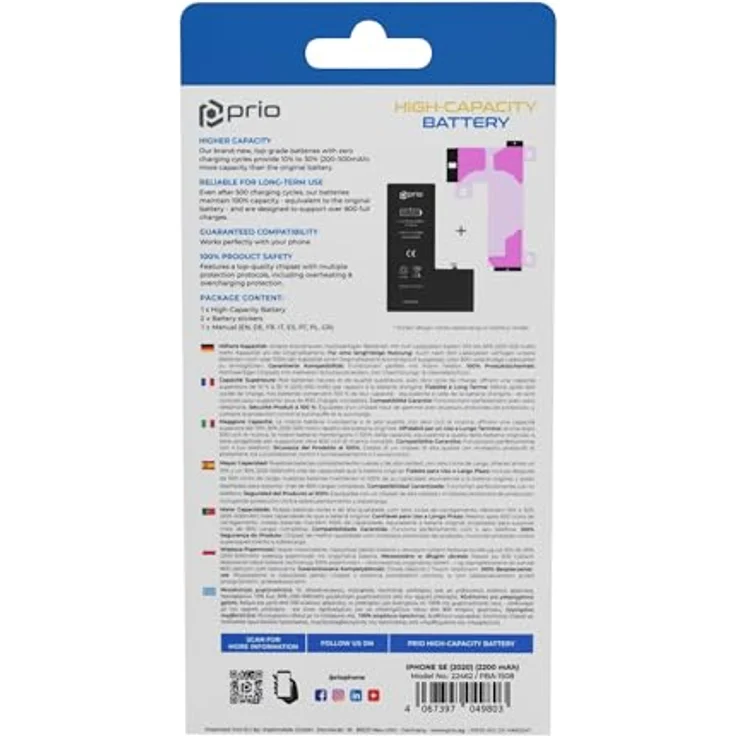 prio Hochleistungsakku für iPhone SE (2020) - 2200 mAh, Kapazitätssteigerung, zuverlässiger Langzeiteinsatz – Bild 8