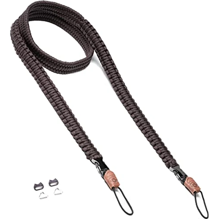 C-Rope Kameragurt THE TRAVELER handgeflochten aus Paracord, Schultergurt mit Schnellverschluss, 140cm, Braun – Bild 1