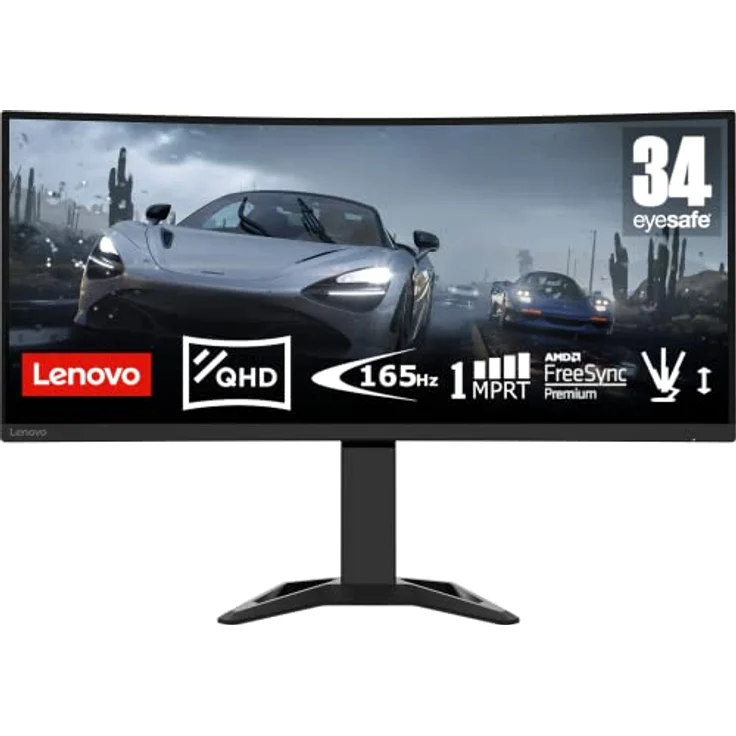Lenovo G34w-30 | 34" QHD Gaming Monitor | 165Hz | 0,5ms Reaktionszeit | AMD FreeSync | höhenverstellbar | schwarz – Bild 1