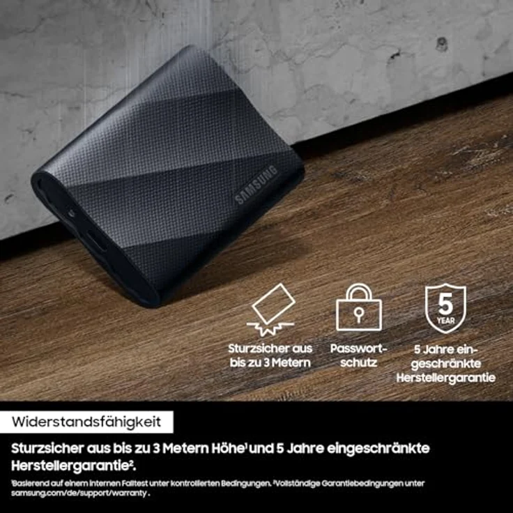 Samsung Portable SSD T9, 1 TB, 2.000 MB/s Lesen, 2.000 MB/s Schreiben, USB 3.2 Gen.2x2, Externe Festplatte für professionelle Anwender, Kompatibel mit Mac, PC, Android und 12K Kameras, MU-PG1T0B/EU – Bild 5