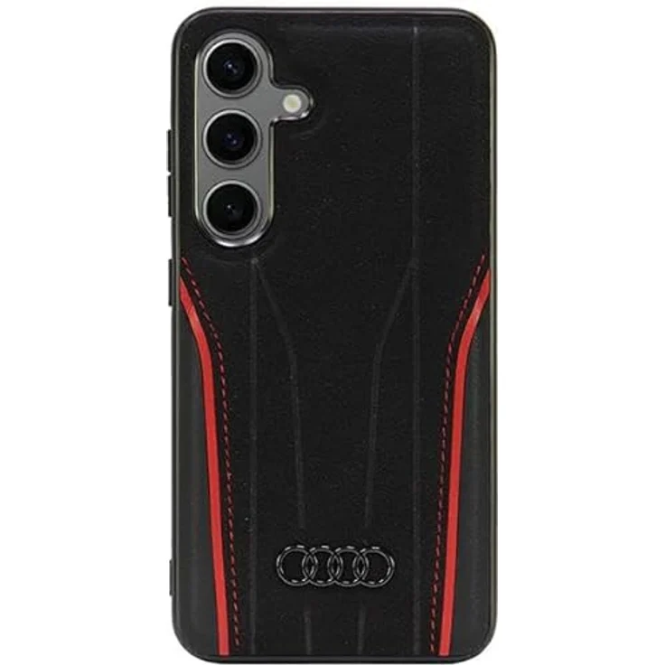Audi Genuine Leather MagSafe S921, Smartphone Hülle für Samsung Galaxy S24+, Rot-Schwarz, echtes Leder, präzise Passform, MagSafe-kompatibel – Bild 1