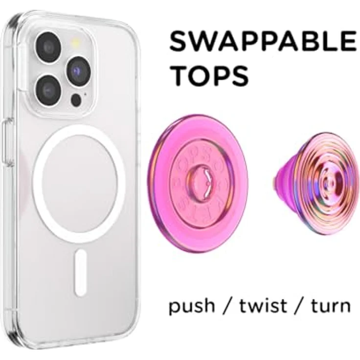 PopSockets PopGrip für MagSafe mit Kickstand, magnetischem Ständer, sicherem Halt und swappable Top - Ripple Iridescent Absinthe – Bild 5