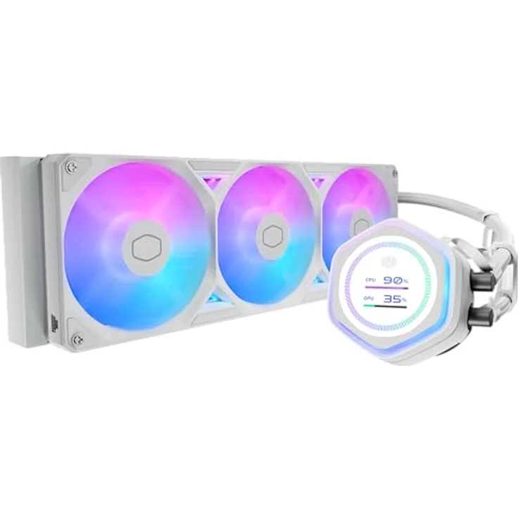 Cooler Master MasterLiquid Atmos II LCD 360, CPU Wasserkühler mit 2,1-Zoll-LCD-Display, 360-mm-Radiator, Weiss – Bild 1