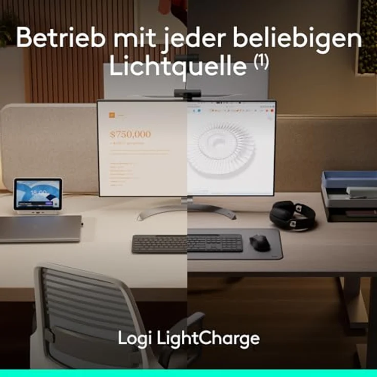 Logitech Signature Slim Solar+ K980 for Business, kabellose Tastatur mit Logi LightCharge, leises Tippen, Bluetooth, Windows & Mac, Graphit - QWERTZ – Bild 2