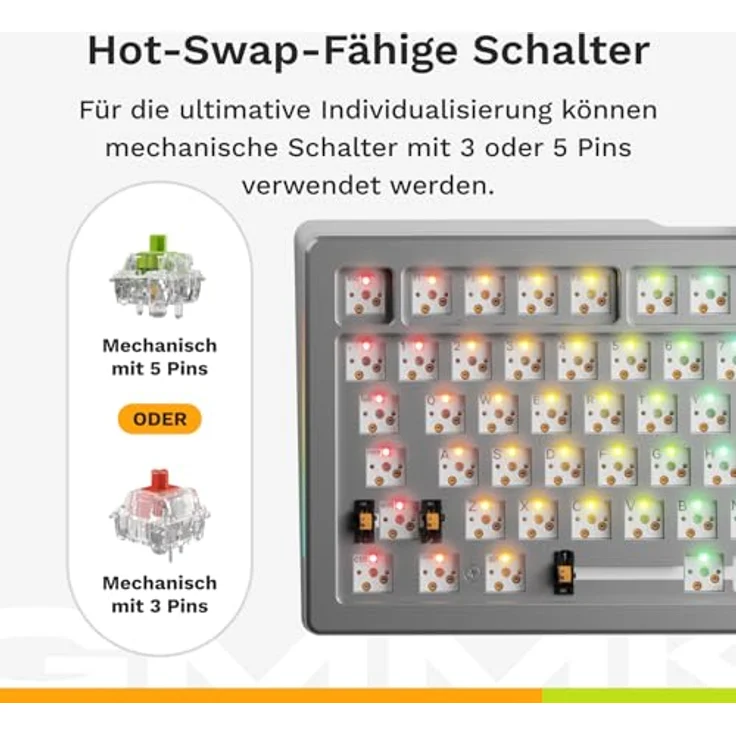 Glorious GMMK 3 Pro Wireless, 75 % Custom Gaming-Tastatur mit Fox Switches, silber, ANSI (US), RGB-Beleuchtung, CNC-gefrästes Aluminiumgehäuse – Bild 3