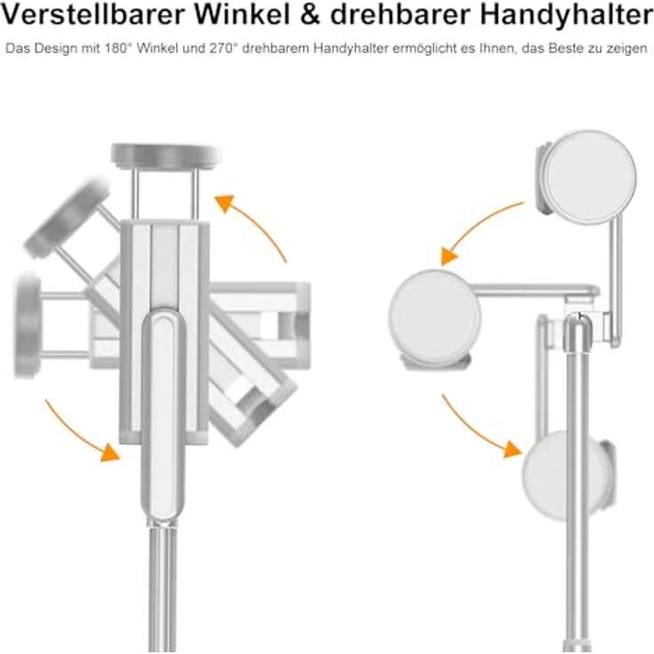 ATUMTEK Selfie Stick Stativ, 3-in-1 Aluminium Handy Stativ mit kabelloser Bluetooth-Fernbedienung, kompatibel mit iPhone 17/16/15/14/13/12 mini/11 Pro und Samsung Smartphones, Weiß – Bild 3