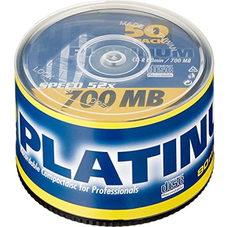 Platinum CD-R 700 MB CD-Rohlinge 52x Speed, 80 Min, 2 x 25er Spindel – Bild 2