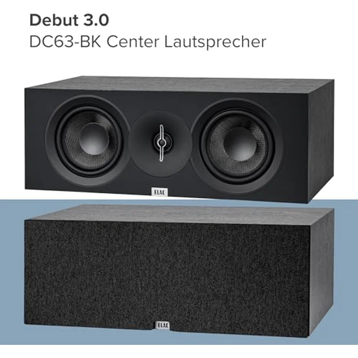 ELAC Debut C6.3, Center-Lautsprecher für 5.1 Surround-Systeme, passive Ausführung mit druckvollen Bässen und elegantem MDF-Gehäuse – Bild 2