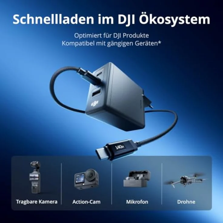 DJI Power 140W GaN Ladegerät (EU) Kombo, Grau, kompakt mit intelligenter Temperaturregelung und dynamischer Leistungsverteilung – Bild 5