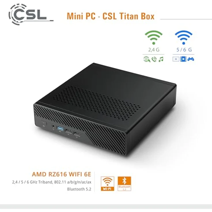 CSL TitanBox i9-12900H, Mini PC mit 14 Kernen, 96 Go DDR5 RAM, 2000 GB M.2 SSD, schwarz – Bild 5