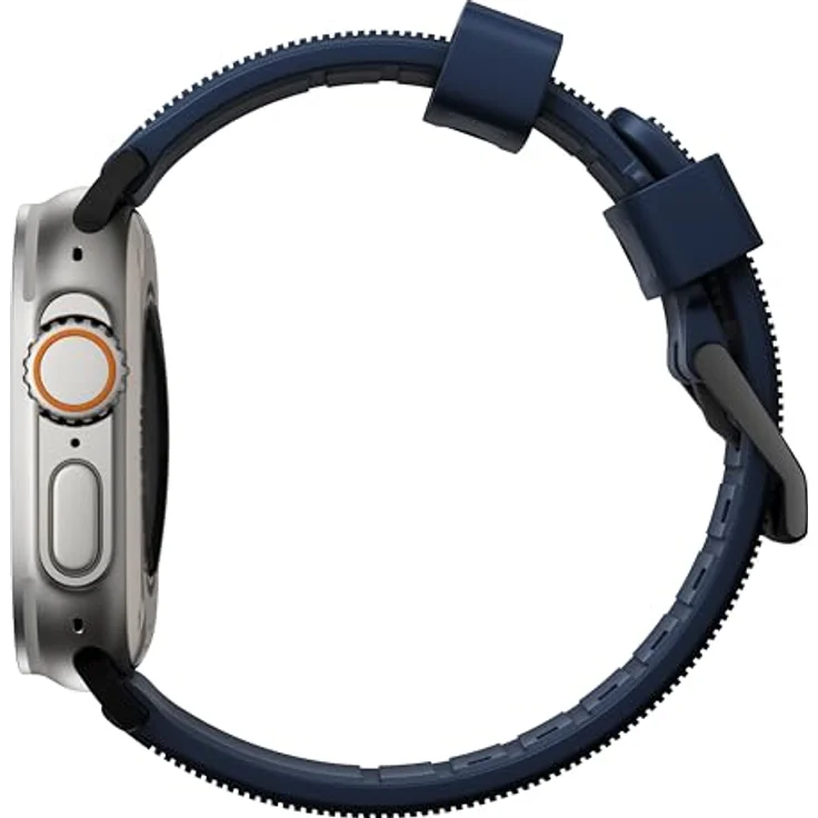 NOMAD Rugged Strap V2, strapazierfähiges Uhrenarmband aus Kunststoff FKM für Apple Watch 42/44/45/49mm, Atlantic Blue, wasserresistent, rostfreie Stahl-Ösen und Schnallen – Bild 3