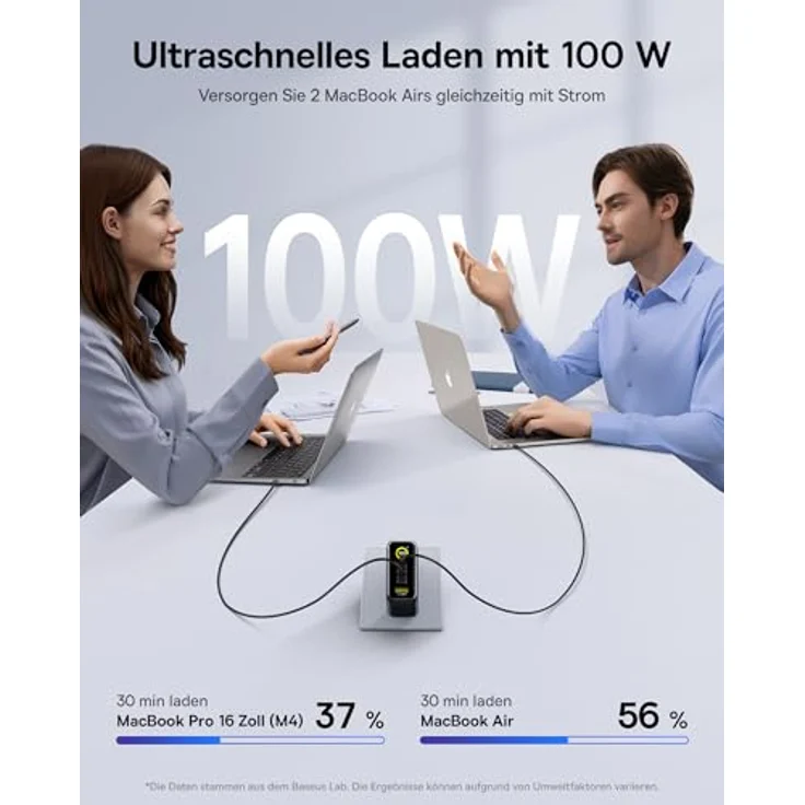 Baseus Picogo 100W USB C Ladegerät, 3-in-1 Schnellladegerät mit Smart Display, Touch Control und GaN Technologie, kompakt und faltbar, kompatibel mit MacBook, iPhone 17/16/15/14, Samsung, Pixel und mehr – Bild 3