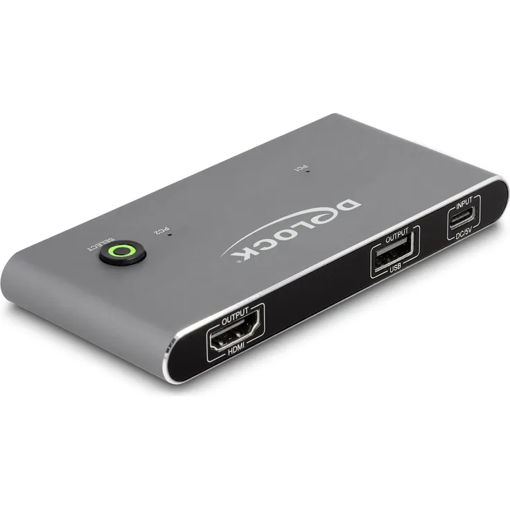 Delock USB-C™ KVM Switch zu HDMI 8K 60 Hz, KVM Switch mit USB 2.0, grau, Metallgehäuse, OS unabhängig