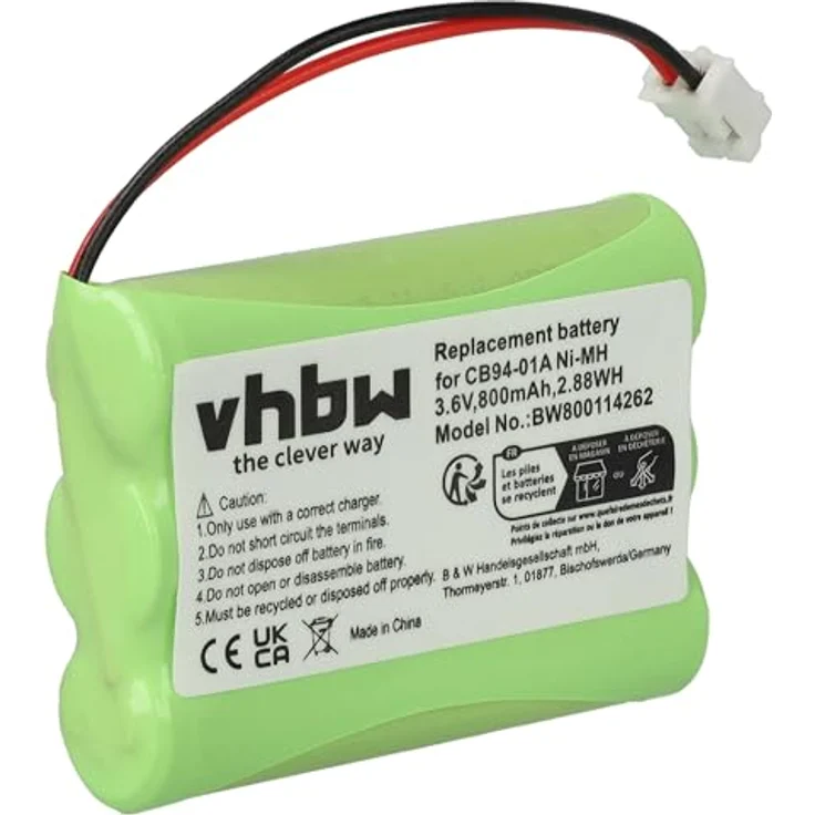 vhbw Akku kompatibel mit Motorola MBP668, MBP853 Babyphone, 800 mAh, 3,6 V, NiMH, wiederaufladbar – Bild 1