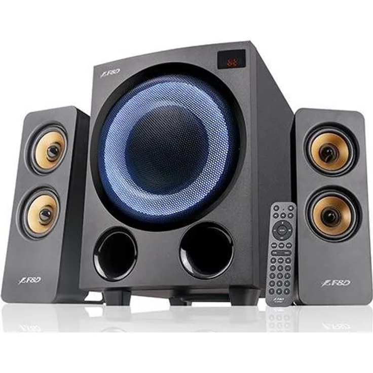Fenda F&D F770X, 2.1 Lautsprecher Set mit aktivem Subwoofer, 76 Watt Leistung, Bluetooth und USB-C, Schwarz