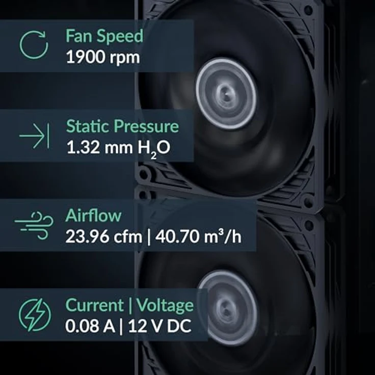ARCTIC P9 Silent PC Lüfter 92 mm - Besonders leiser Gehäuselüfter mit optimiertem statischen Druck und quasi lautlosem Lüftermotor, 1900 RPM, Schwarz – Bild 2