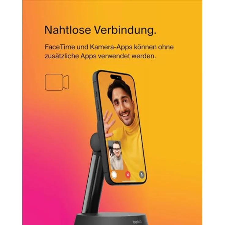 Belkin Auto-Tracking-Ständer Pro mit DockKit, Handyhalterung mit Ladefunktion - MagSafe kompatibel, kabelloses Laden mit 15W, 360-Grad-Tracking - iOS-Integration (Weiß) – Bild 4