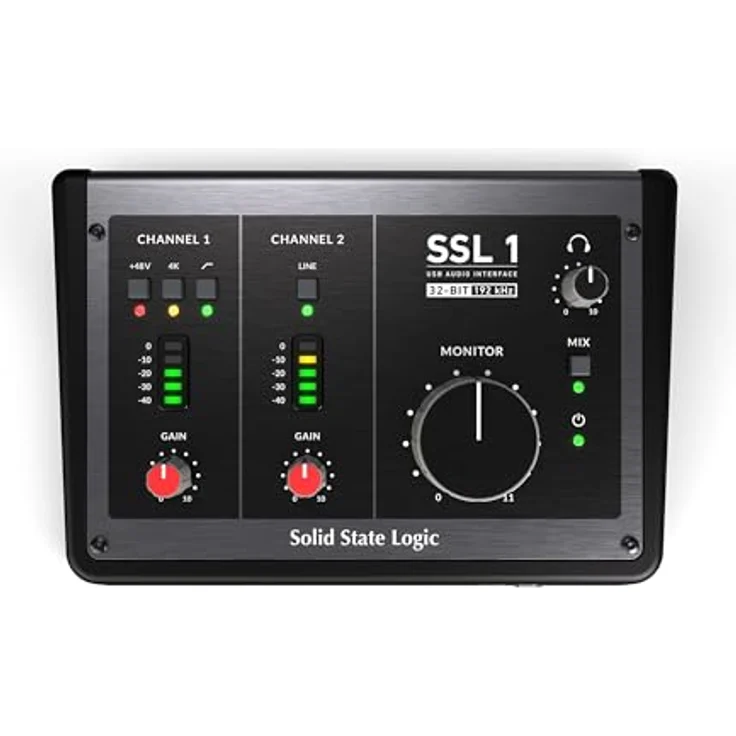 Solid State Logic SSL 1 USB-C-Audio-Interface mit 2 Eingängen, 2 Ausgängen und hochwertigem Mikrofonvorverstärker, Schwarz – Bild 1