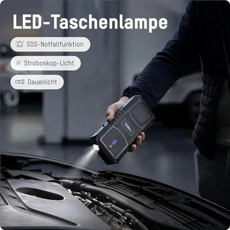 ANSMANN Starthilfe Powerbank, kompakt für 12V Fahrzeugbatterien, 2500 A mit Taschenlampenfunktion und LED-Kapazitätsanzeige – Bild 5