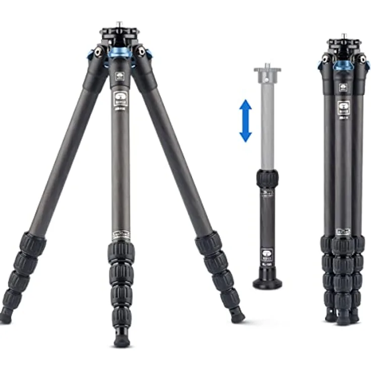 SIRUI AM-225+SL-100 Carbonfaser-Stativ mit ausziehbarer Mittelsäule, leichtes, tragbares Tischstativ für Kameras, Drehverschlüsse, Spikes, max. 120cm, eingefahren 390mm, 6kg Traglast