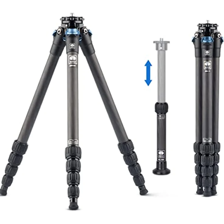 SIRUI AM-225+SL-100 Carbonfaser-Stativ mit ausziehbarer Mittelsäule, leichtes, tragbares Tischstativ für Kameras, Drehverschlüsse, Spikes, max. 120cm, eingefahren 390mm, 6kg Traglast – Bild 1