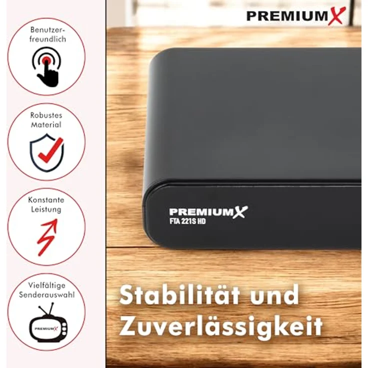 PremiumX HD 221S, Mini Sat Receiver DVB-S2 für unverschlüsseltes Full HD, HDMI, SCART, USB Multimedia-Player, 4000 Programmspeicherplätze, Astra vorprogrammiert – Bild 4