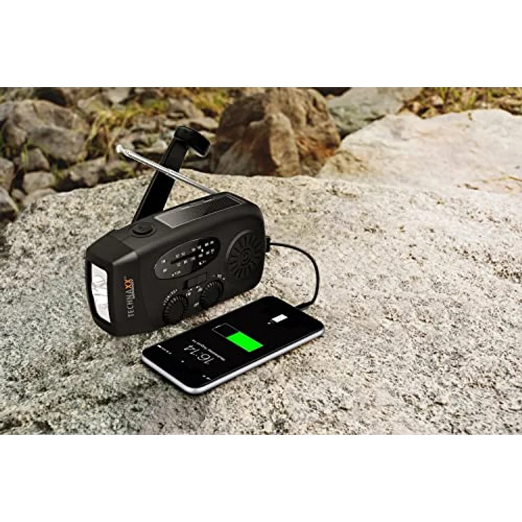 Technaxx Kurbelradio mit Handyladefunktion Solar Radio TX-238 - Tragbares Baustellenradio Notfallradio mit LED-Taschenlampe, USB-A Ausgang zum Laden von Mobilgeräten, Solarpanel,Handschlaufe – Bild 5