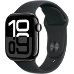 Apple Watch Series 10, 42 mm, GPS,  Aluminiumgehäuse Diamantschwarz, Sportarmband Schwarz, M/L