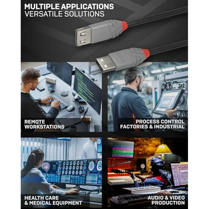 Lindy Anthra Line - USB-Verlängerungskabel - USB (M) bis USB (W) - USB2.0 - 3,0m - rund - Schwarz (36704) - Preisvergleich – Bild 5