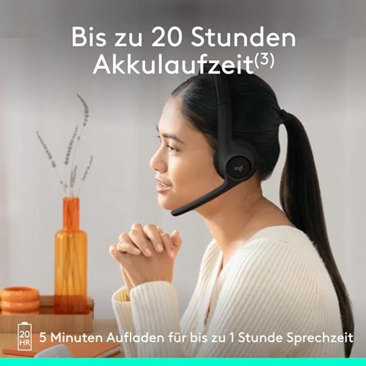 Logitech Zone 300 Wireless Bluetooth Headset mit Mikrofon und Geräuschunterdrückung - Schwarz – Bild 5