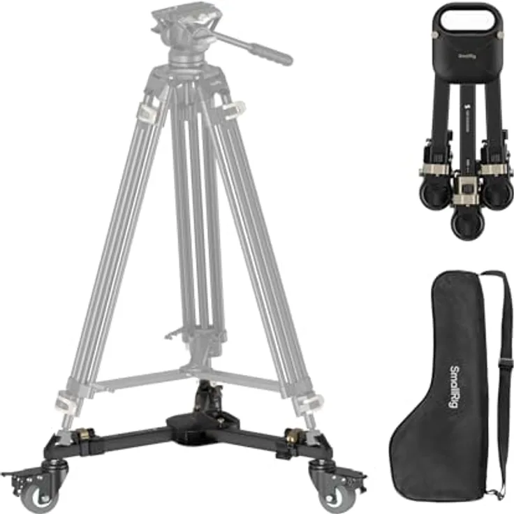 SmallRig 5020 Quick Lock Heavy Duty Tripod Dolly, Stativwagen aus Metall mit 20 kg Traglast, schwarz
