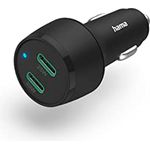 Hama Auto Ladegerät, Kfz Schnellladegerät 45 Watt USB C Power Delivery (2 Port Zigarettenanzünder Ladestecker für Smartphone, Mehrfach Ladeadapter mit PD, unterstützt Qualcomm Quick Charge) schwarz