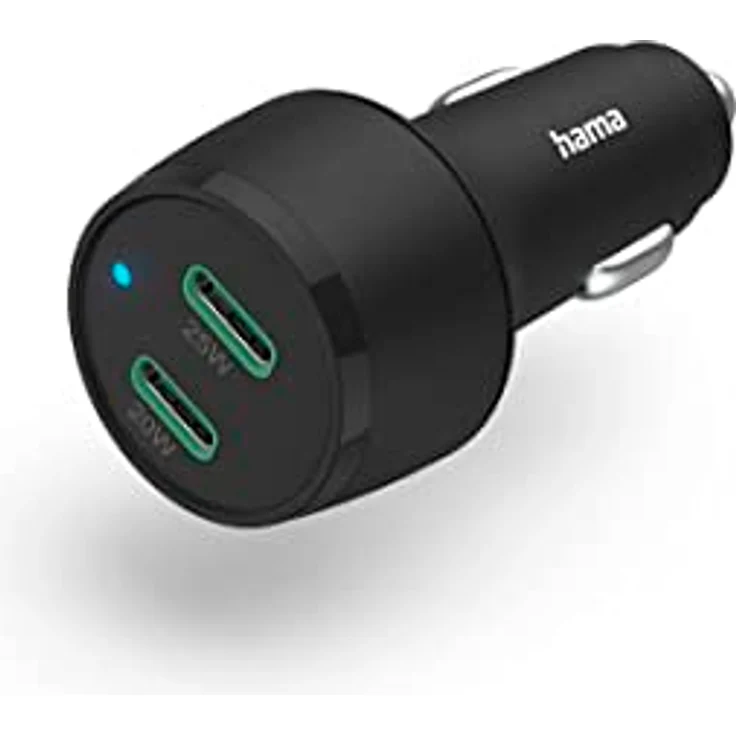Hama Auto Ladegerät, Kfz Schnellladegerät 45 Watt USB C Power Delivery (2 Port Zigarettenanzünder Ladestecker für Smartphone, Mehrfach Ladeadapter mit PD, unterstützt Qualcomm Quick Charge) schwarz – Bild 1