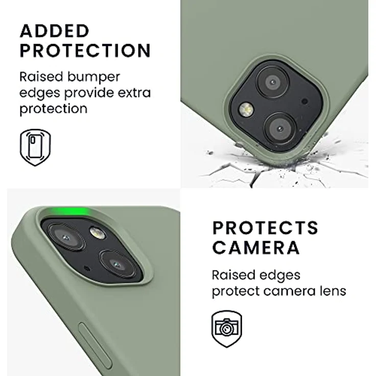 kwmobile Handyhülle für iPhone 13, Silikon Case für kabelloses Laden, graugrün, flexibel und rutschfest – Bild 3