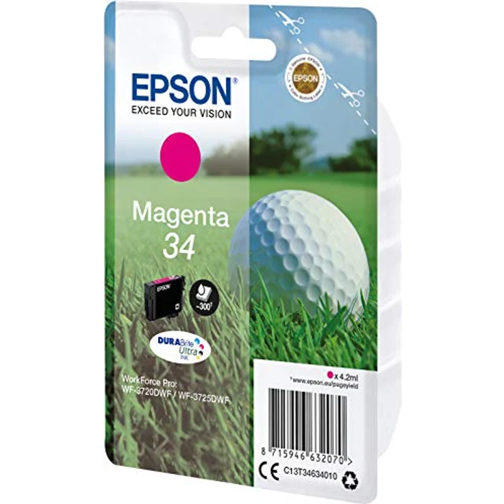 Epson c13t34634020 4.2 ml magenta Tintenpatrone ? Tintenpatrone für Drucker (Epson, Magenta, WorkForce Pro wf-3725dwf, WorkForce Pro wf-3720dwf, hoch, 4,2 ml – Bild 2