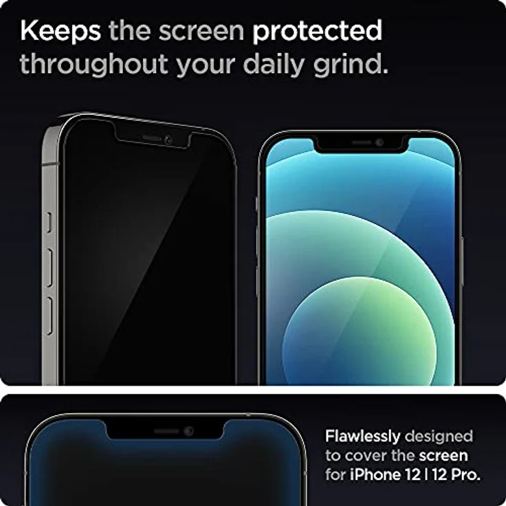 Spigen Glas.tR EZ Fit Schutzfolie kompatibel mit iPhone 12, iPhone 12 Pro, 2 Stück, Kratzfest, 9H Härte Folie – Bild 4