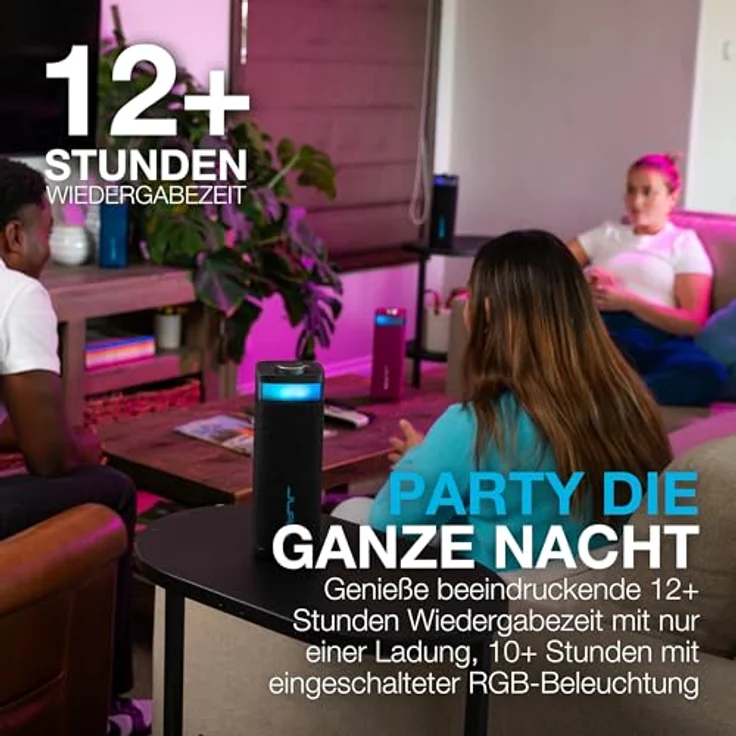 JLab JBuds Party, Tragbarer Bluetooth Lautsprecher mit 30W, 12H+ Akkulaufzeit, RGB Licht, IP56 Wasserfest, Marineblau – Bild 2