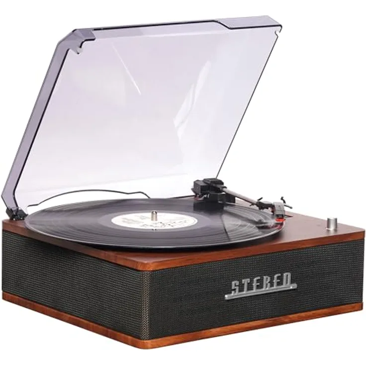 Denver VPB-262, Plattenspieler Schwarz mit Bluetooth-Streaming, integrierten Lautsprechern und Keramik-Tonabnehmer