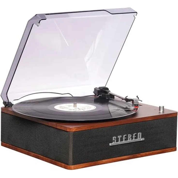 Denver VPB-262, Plattenspieler Schwarz mit Bluetooth-Streaming, integrierten Lautsprechern und Keramik-Tonabnehmer – Bild 1