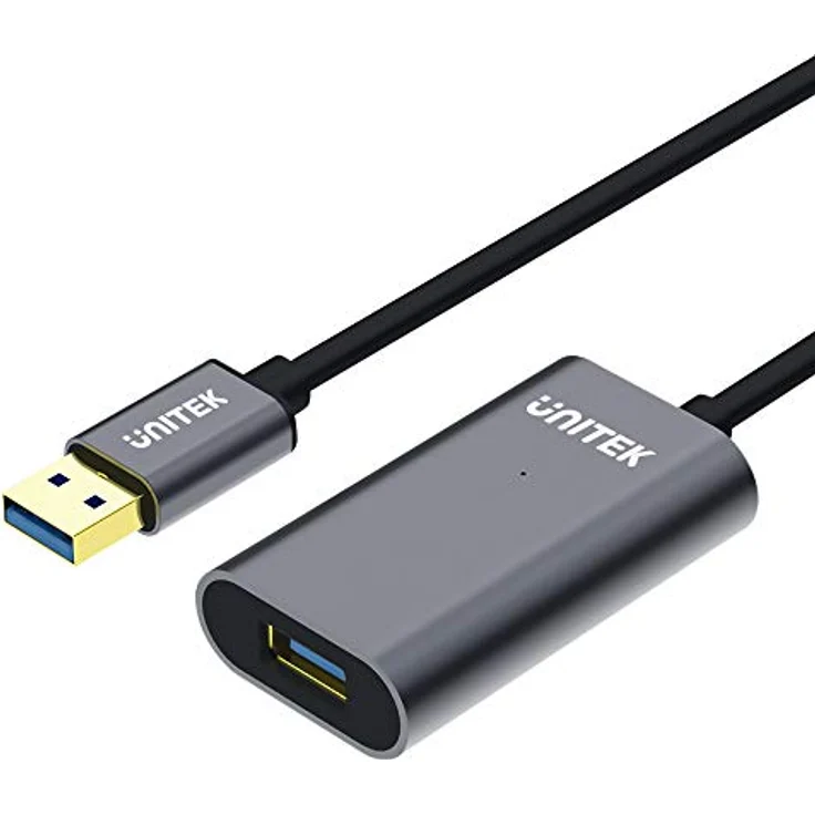 UNITEK 10 Meter Verlängerungskabel mit Verstärker USB 3.1 Gen1 │ USB Repeater-Kabel mit Signalverstärker und Stromversorgung│ USB-A Stecker auf USB-A Buchse │ 5 Gbit/s, Plug&Play│ Aluminium – Bild 1