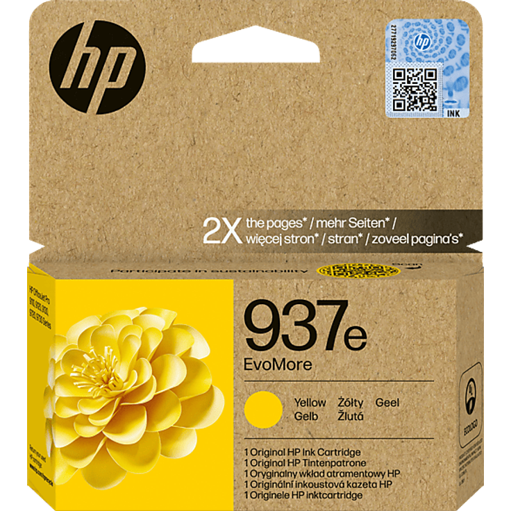 HP 937e (4S6W8NE) EvoMore Druckerpatrone Gelb, hochwertige Originalpatrone mit einer Druckleistung von ca. 1.650 Seiten для OfficeJet Pro 9110b/9117b/9120b/e/9122e/9125e/9130b/9132e/9135e/9720e/9730e AiO