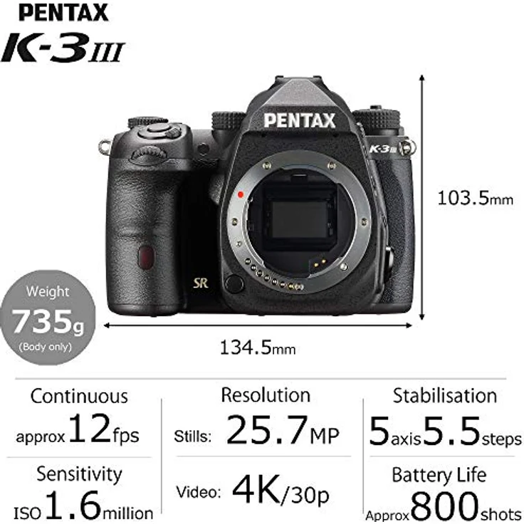 Pentax K-3 Mark III Spiegelreflexkamera Gehäuse schwarz – Bild 2