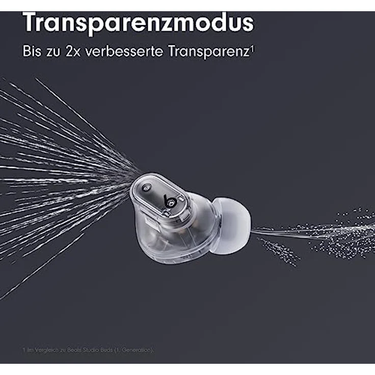 Beats Studio Buds + (2023) – Komplett kabellose Noise Cancelling In-Ear Kopfhörer, verbesserte Apple & Android Kompatibilität, eingebautes Mikrofon, Schweiß-beständige Bluetooth Kopfhörer- Transparent – Bild 3