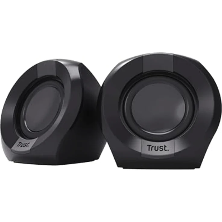 Trust Polo Kleine PC Lautsprecher 2.0, 8W (4W RMS), Kompaktes Lautsprecherset, USB-Betrieb Speaker Set, Integrierte Steuerung, AUX 3.5mm, PC Boxen Computer Laptop - Schwarz – Bild 1