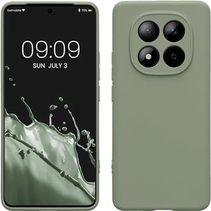 kwmobile Handyhülle kompatibel mit Xiaomi Redmi Note 15 4G / Redmi Note 15 5G / Poco M8 5G - Flexible Silikon Hülle in Graugrün mit präzisen Ausschnitten und erhöhtem Bildschirmschutz – Bild 1