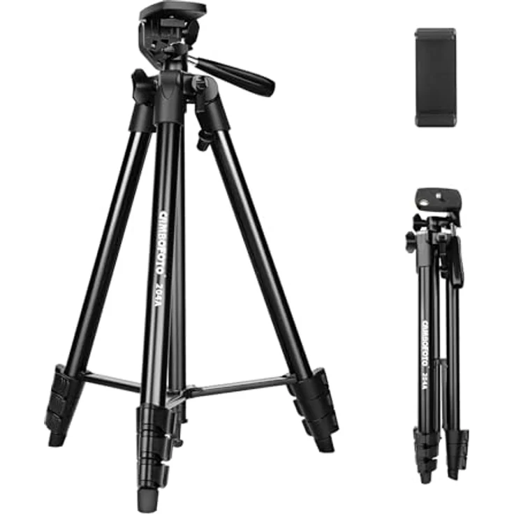 CAMBOFOTO Leichtes Smartphone-Stativ, Aluminium-Stativ mit flexibler Höhenverstellung und Handyhalterung – Bild 1